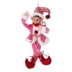 Small Fabric Pink Sweets Pixie Elf Ornament