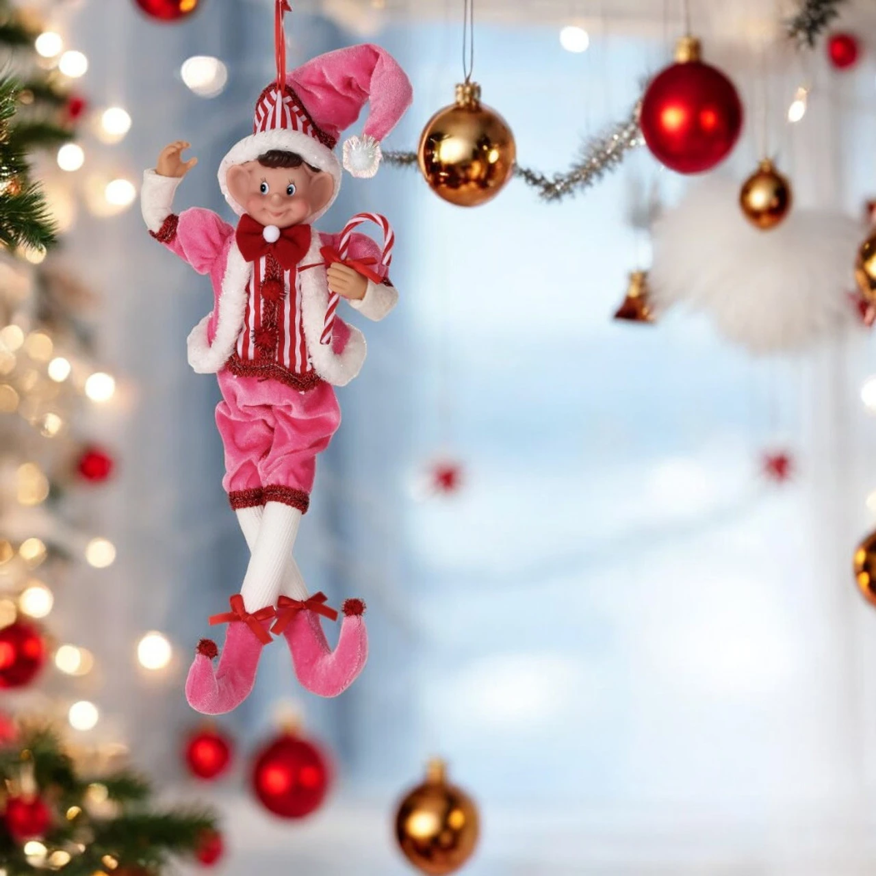Large Fabric Pink Sweets Pixie Elf Ornament 2 Large Fabric Pink Sweets Pixie Elf Ornament - Image 2