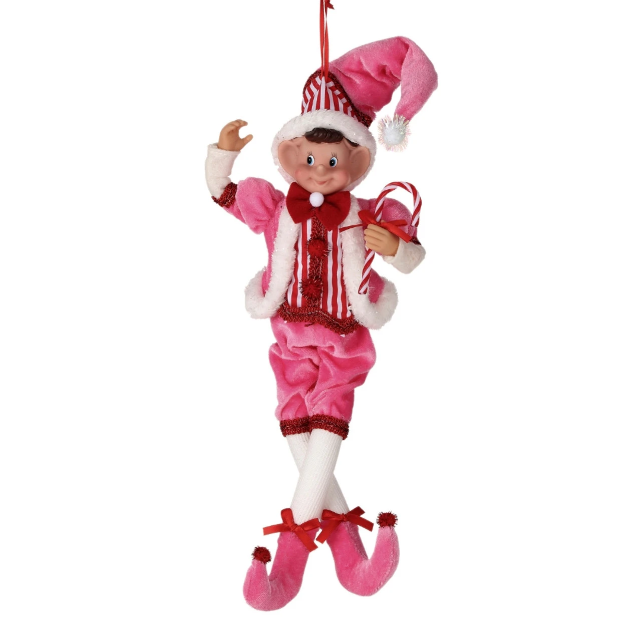 Large Fabric Pink Sweets Pixie Elf Ornament 1 Large Fabric Pink Sweets Pixie Elf Ornament