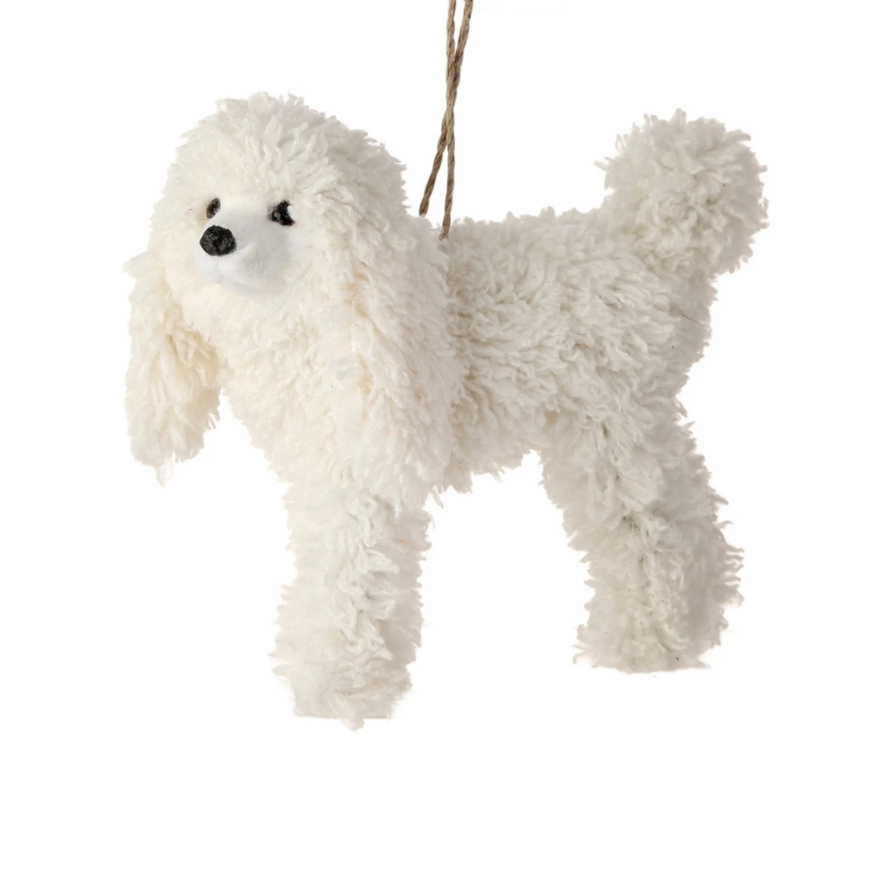 White Faux Fur Dog Ornament 1 White Faux Fur Dog Ornament
