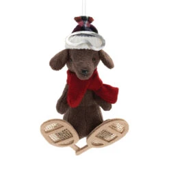 Winter Sport Dog On Snow Shoes Ornament