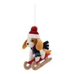 Winter Sport Dog On Toboggan Ornament -Christmas Loft Shop 014376B 1 05407.1726063885