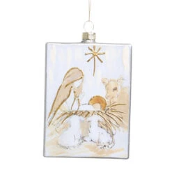 Rectangle Nativity - Mary & Cow Ornament