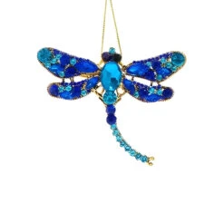 Kurt Adler Blue Jeweled Dragonfly Clip Ornament