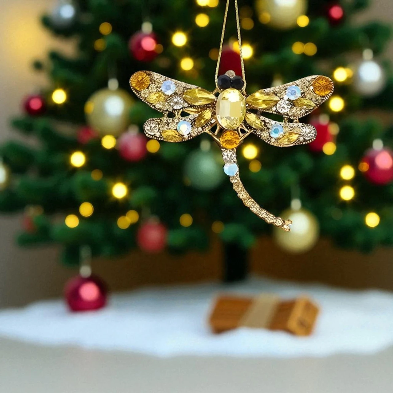 Kurt Adler Gold Jeweled Dragonfly Clip Ornament 2 Kurt Adler Gold Jeweled Dragonfly Clip Ornament - Image 2