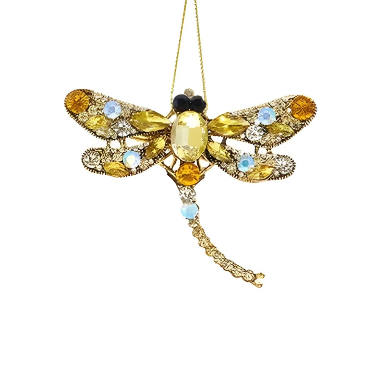 Kurt Adler Gold Jeweled Dragonfly Clip Ornament 1 Kurt Adler Gold Jeweled Dragonfly Clip Ornament