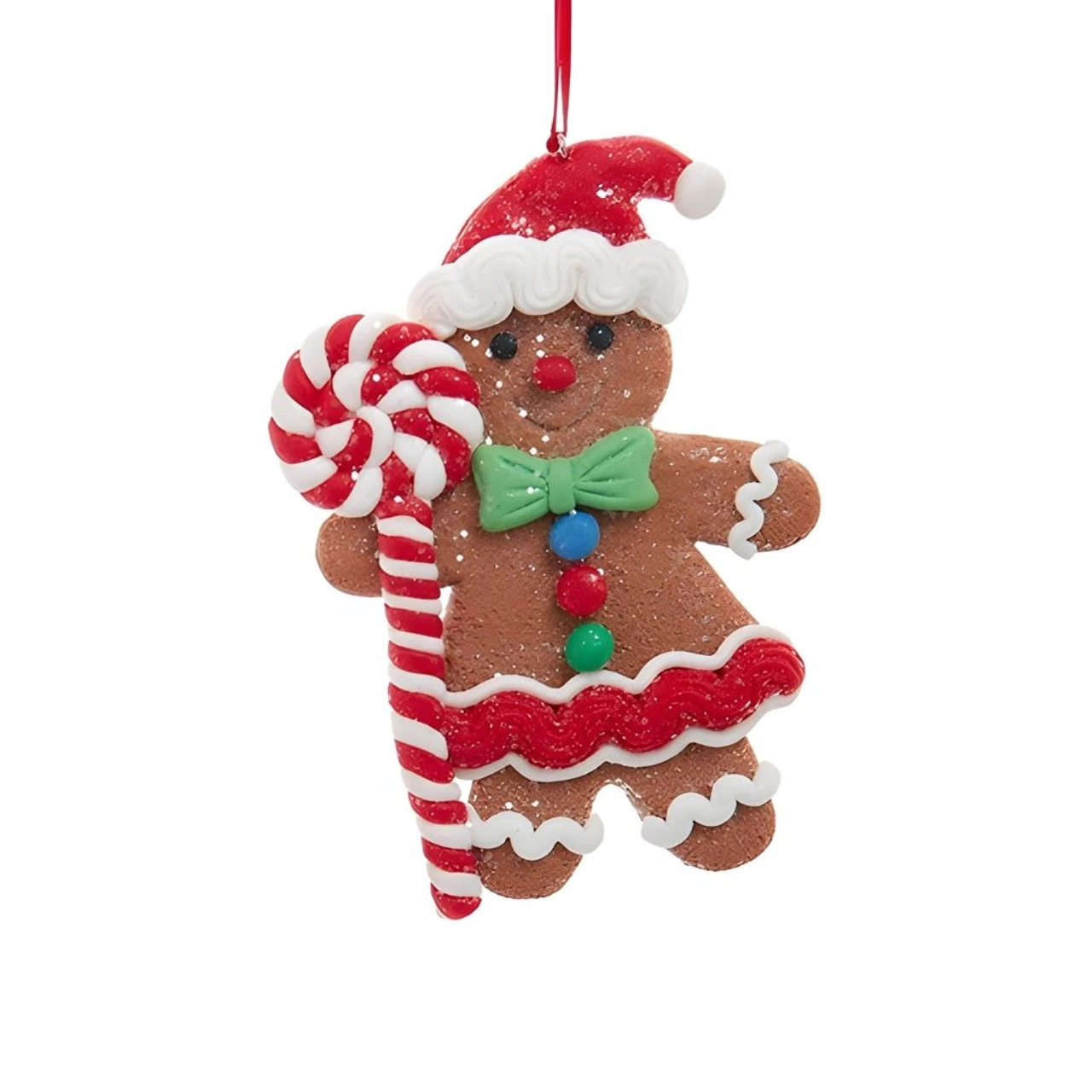 Kurt Adler Gingerbread Girl With Candy Cane Lollipop Ornament 1 Kurt Adler Gingerbread Girl With Candy Cane Lollipop Ornament