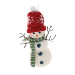 Snowman Wearing Red Hat Ornament