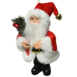 Santa Claus Carrying A Green Branch Ornament