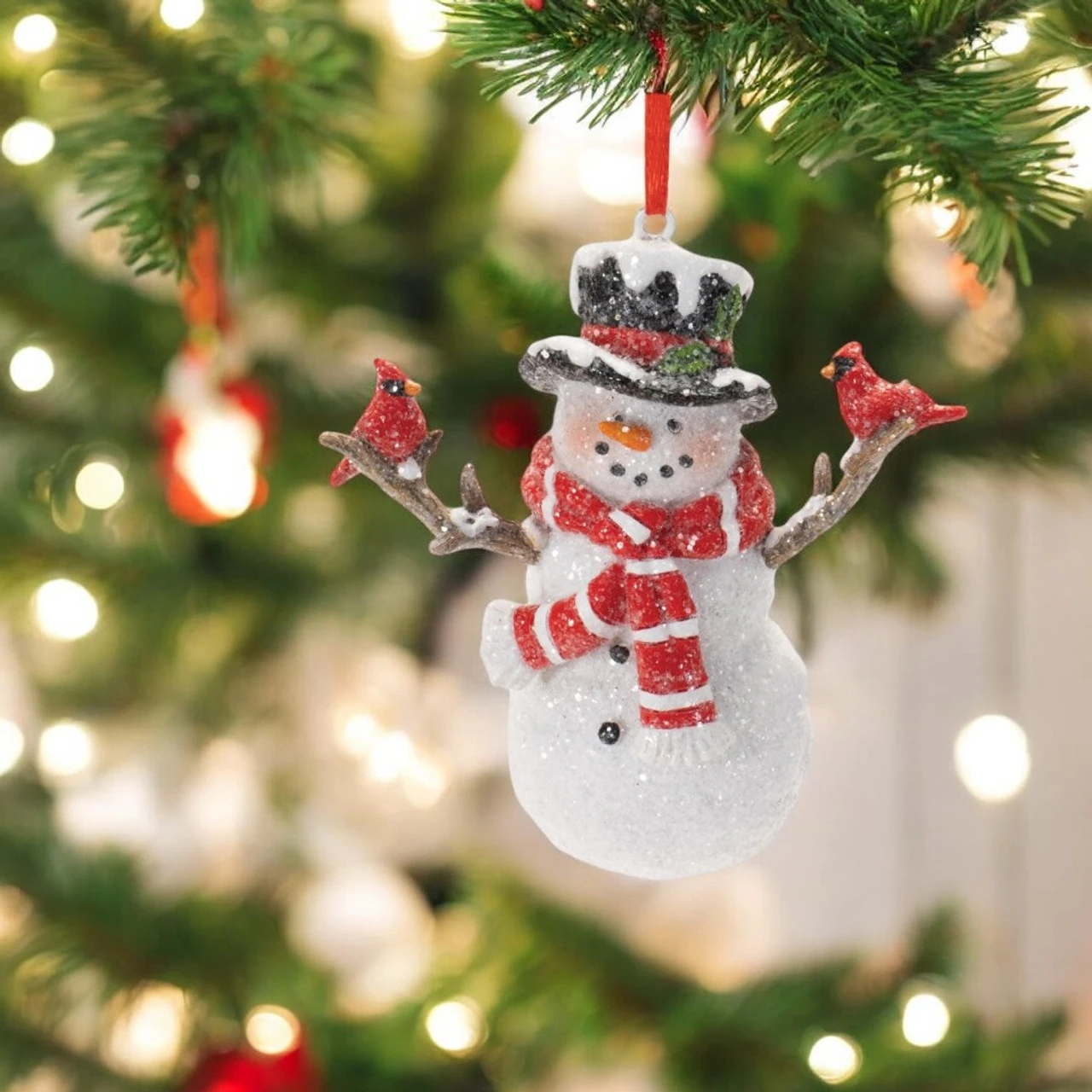 Snowman With Cardinals Ornament 2 Snowman With Cardinals Ornament - Image 2