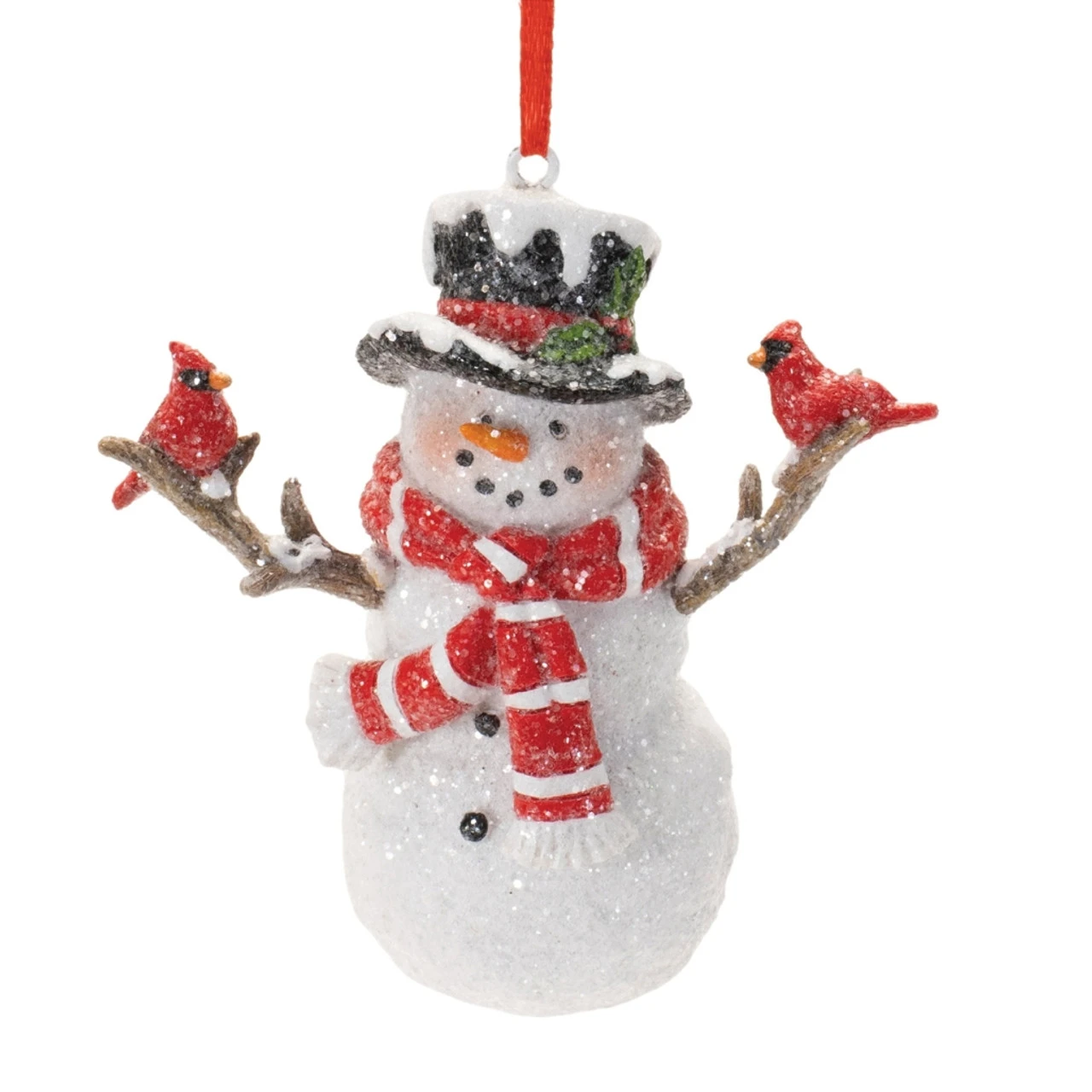 Snowman With Cardinals Ornament 1 Snowman With Cardinals Ornament
