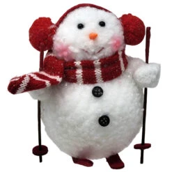 Plush Snowman Skiing Ornament