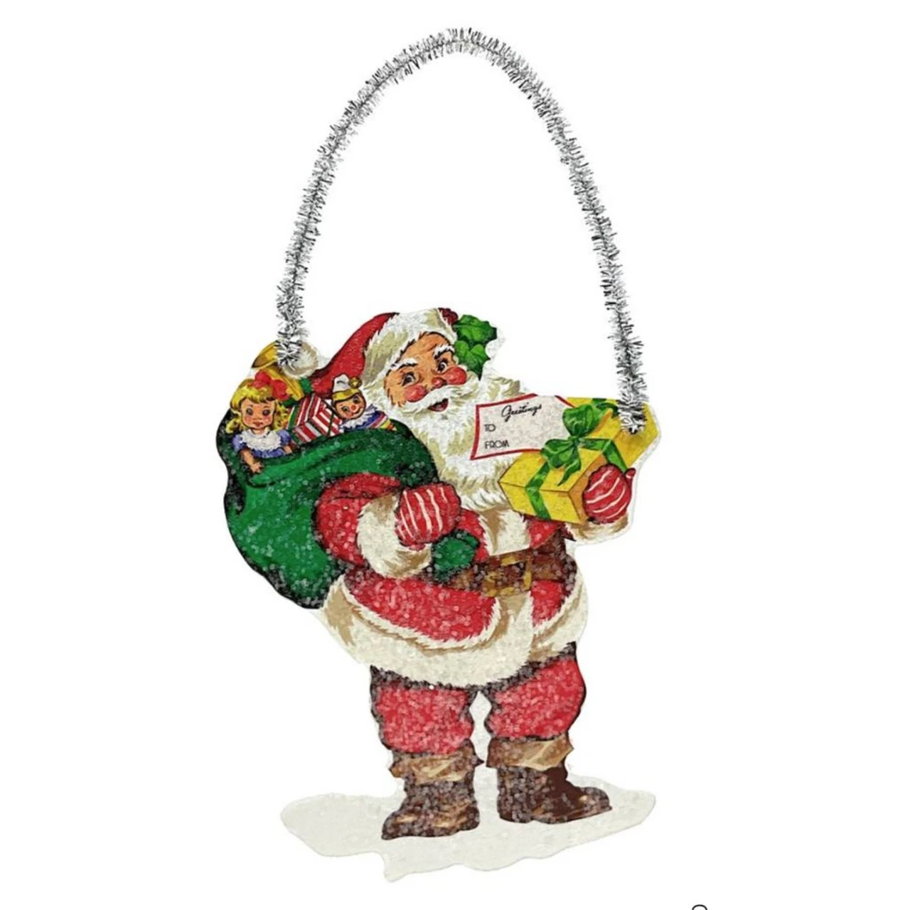 Vintage Santa With Green Sack Ornament 1 Vintage Santa With Green Sack Ornament