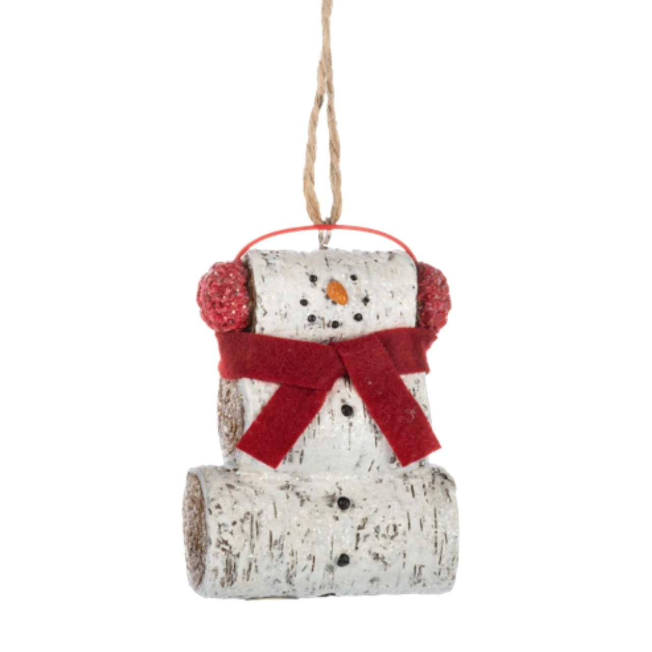 Birch Snowman With Red Scarf Ornament 1 Birch Snowman With Red Scarf Ornament