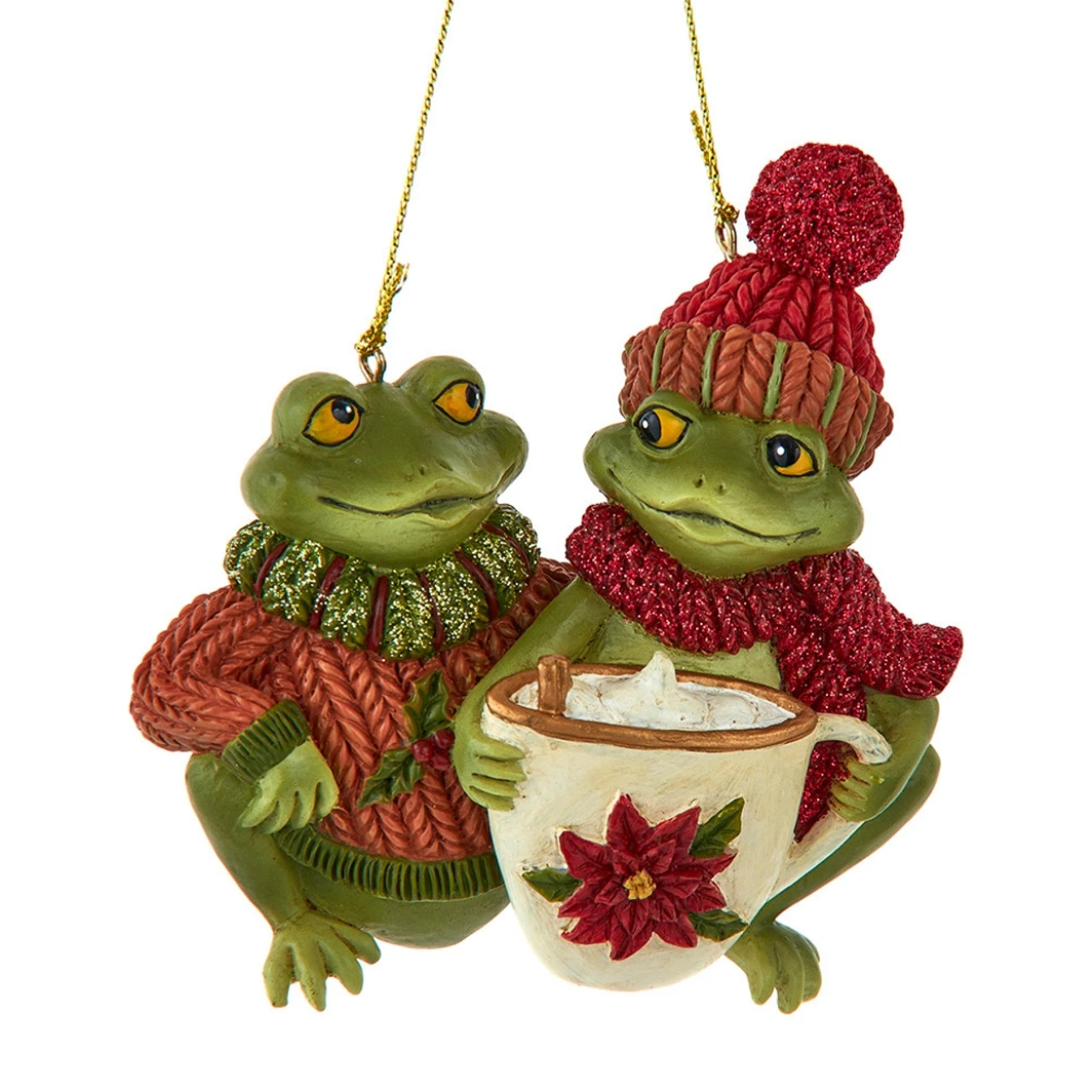 Kurt Adler Frog Couple With Knit Hat And Scarf Ornament 1 Kurt Adler Frog Couple With Knit Hat And Scarf Ornament