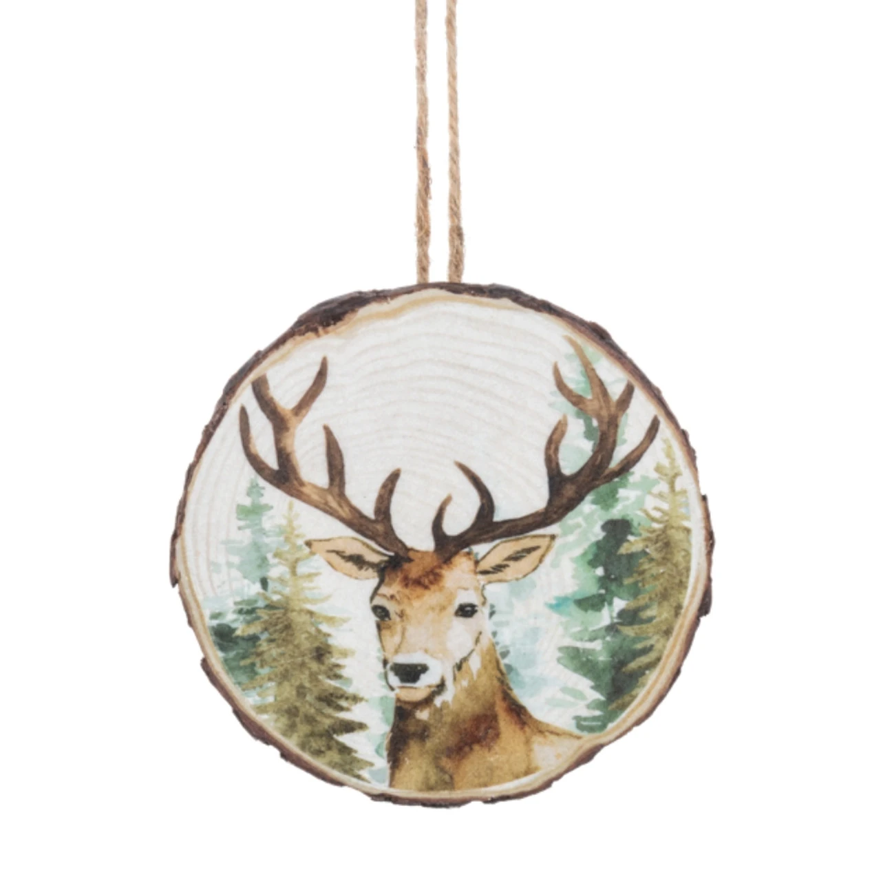 Deer In Forest Wood Slice Ornament 1 Deer In Forest Wood Slice Ornament