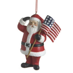 Patriotic Santa With American Flag Ornament