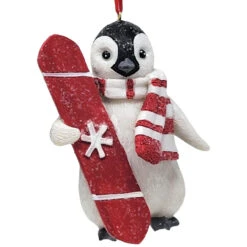 Penguin With Snowboard Ornament