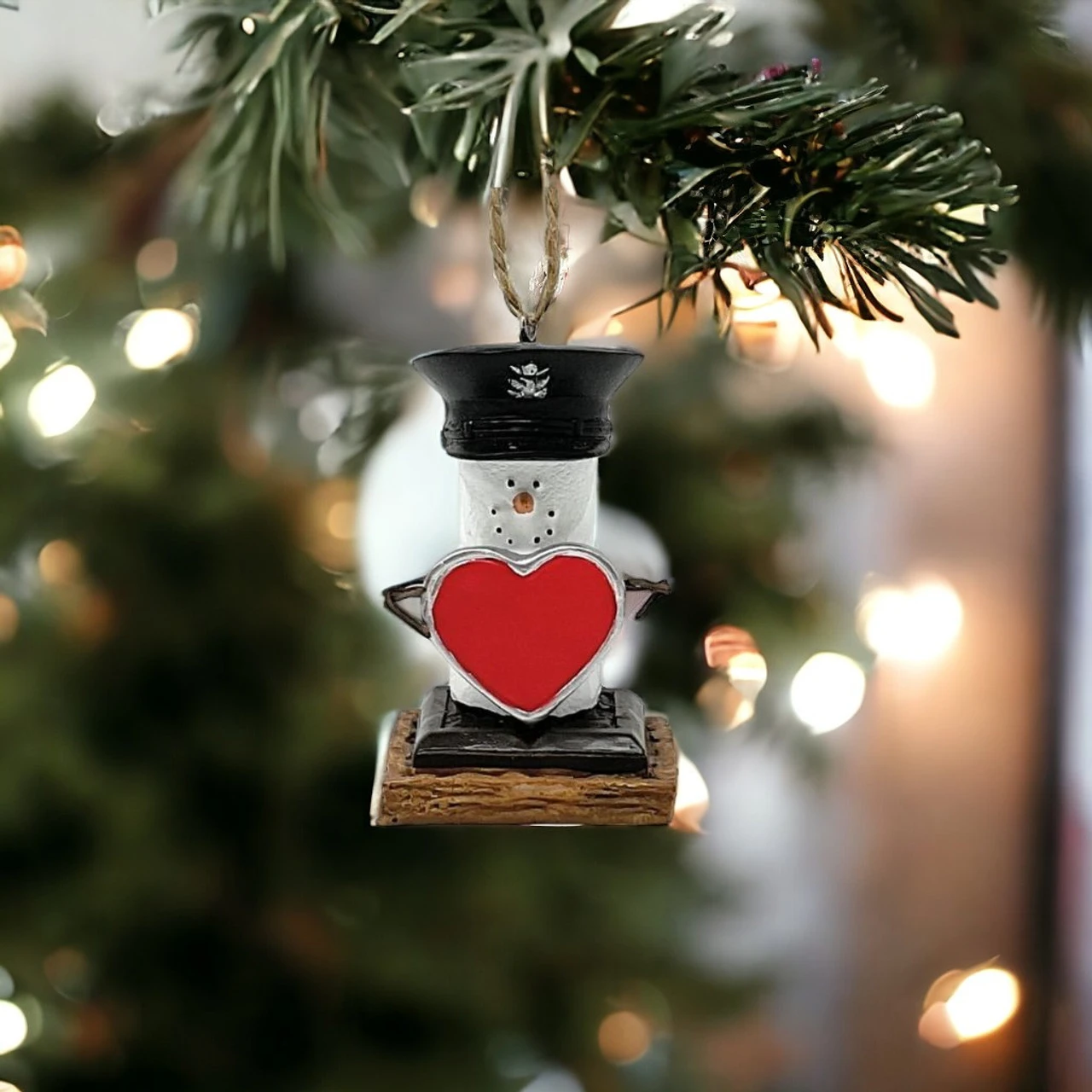 Smores Military Snowman Ornament With Heart 2 Smores Military Snowman Ornament With Heart - Image 2