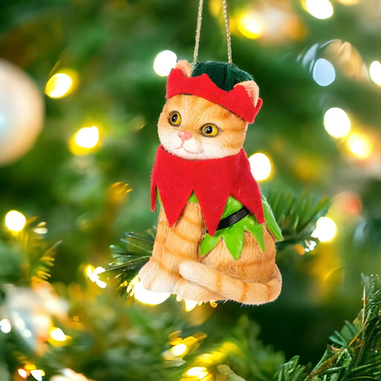 Navidad Cat With Elf Hat Ornament 2 Navidad Cat With Elf Hat Ornament - Image 2