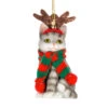 Navidad Cat With Antlers Hat Ornament