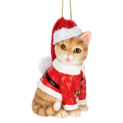 Navidad Cat In Santa Hat & Suit Ornament
