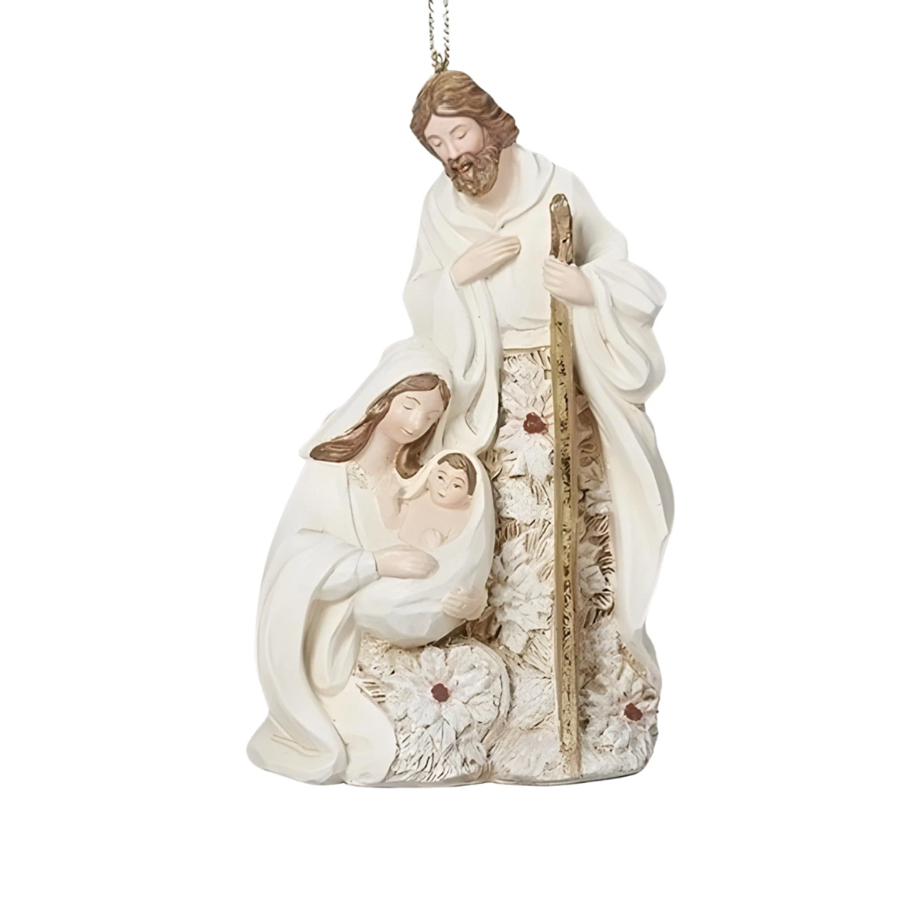 Poinsettia Pattern Holy Family Ornament 1 Poinsettia Pattern Holy Family Ornament