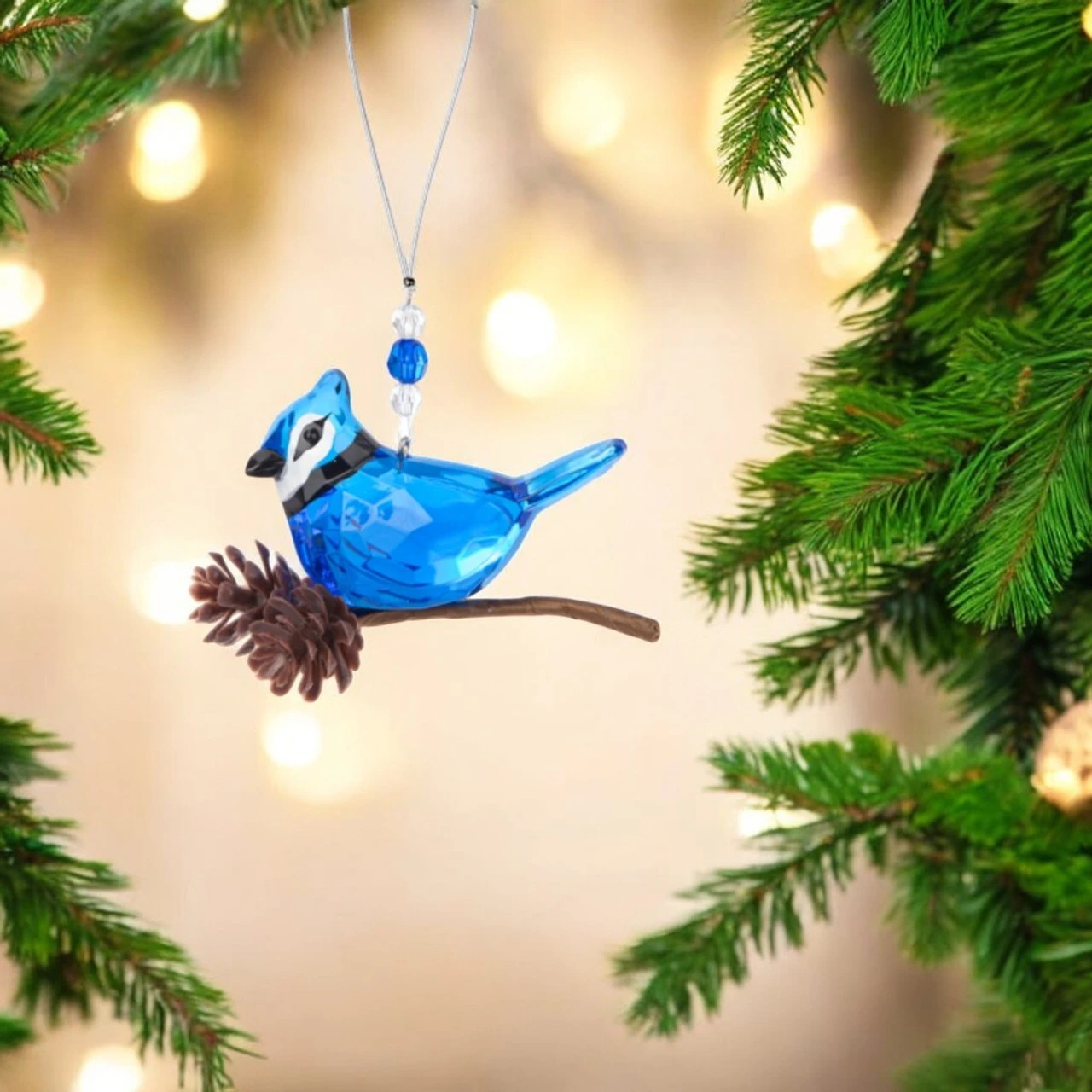 Winter Pinecone Blue Jay Ornament 2 Winter Pinecone Blue Jay Ornament - Image 2