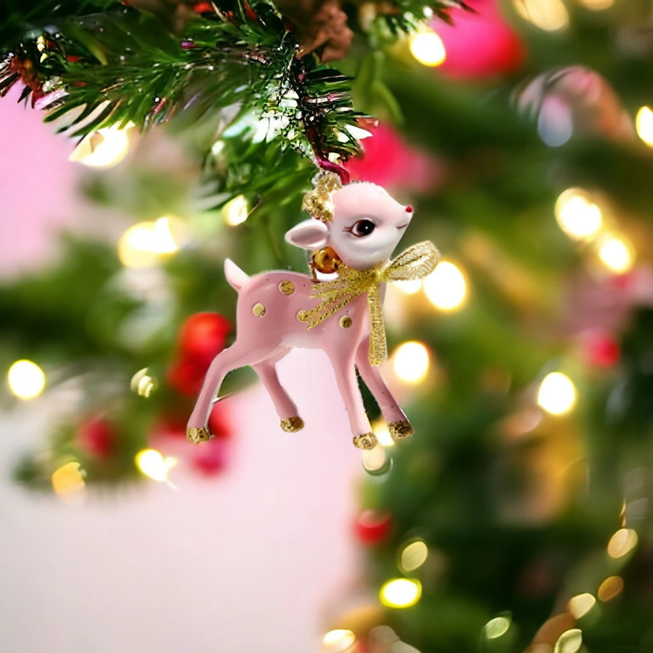 Vintage Pink Deer - Head Up Ornament 2 Vintage Pink Deer - Head Up Ornament - Image 2