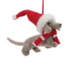 Felted Dog Wearing Santa Hat Ornament