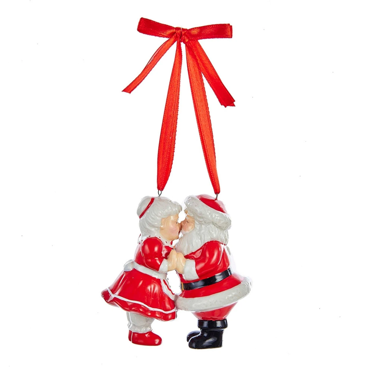 Kurt Adler Porcelain Kissing Santa And Mrs. Claus Ornament 1 Kurt Adler Porcelain Kissing Santa And Mrs. Claus Ornament
