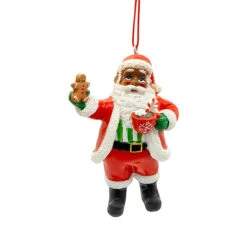 Kurt Adler Black Santa With Hot Cocoa Ornament