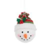 Stuffed Snowman Red Striped Hat Ornament