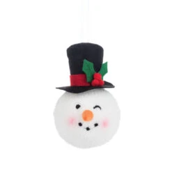 Stuffed Snowman Top Hat Ornament