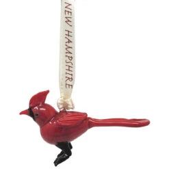 Hand Blown Glass New Hampshire Red Cardinal Ornament
