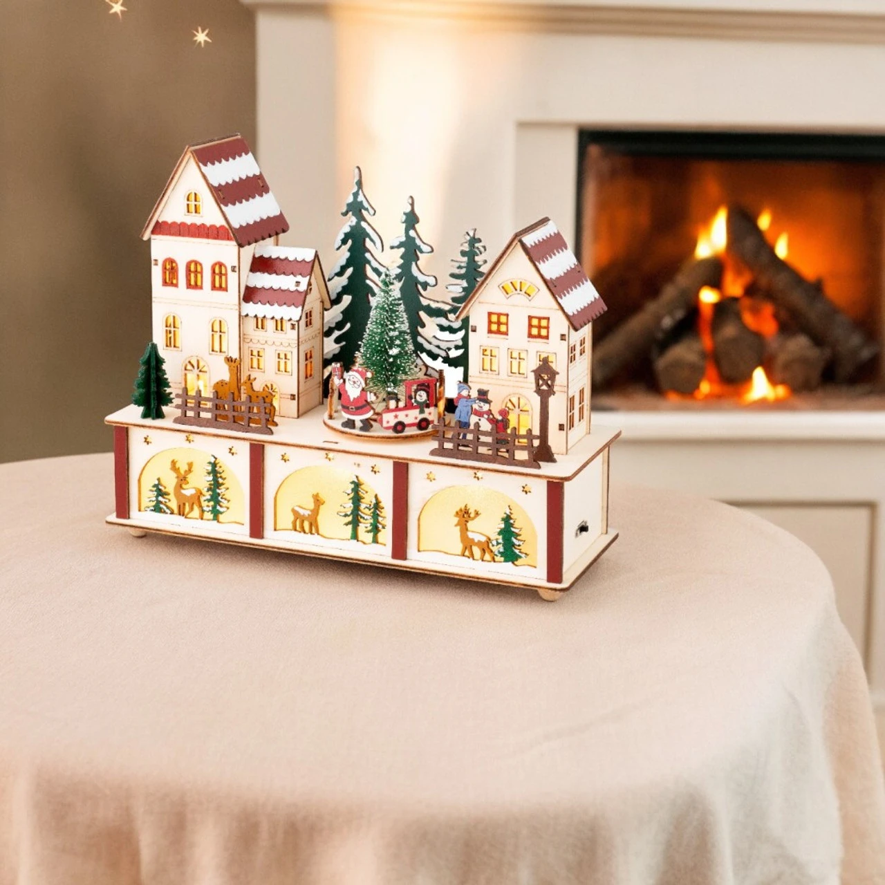 Lumineo LED Wood Village With Santa Scene 2 Lumineo LED Wood Village With Santa Scene - Image 2