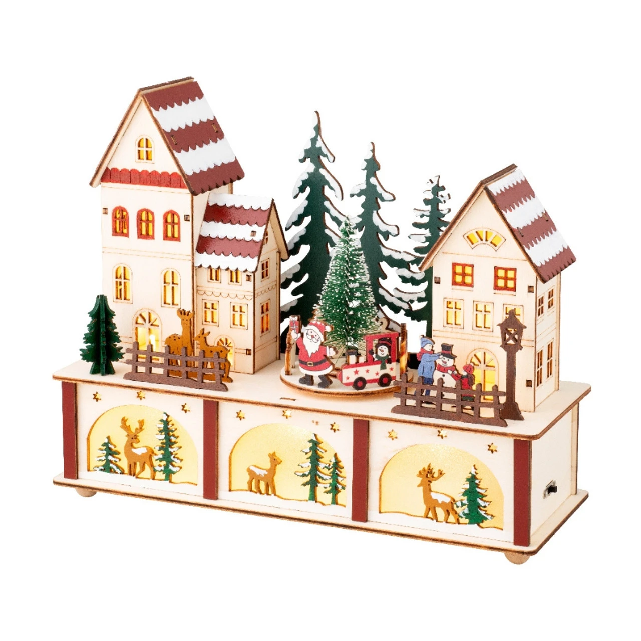 Lumineo LED Wood Village With Santa Scene 1 Lumineo LED Wood Village With Santa Scene