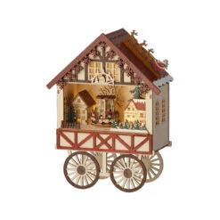 Lumineo LED Wood Vendor Cart Scene With Music And Motion