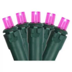 Kurt Adler UL 50-Light 5MM Pink LED Green Wire Light