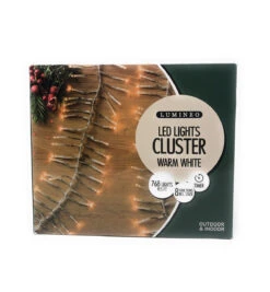 Lumineo 768 LED Warm White Cluster Light Set, Transparent White Wire 19.5 Ft