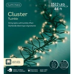 Lumineo 1512 LED Warm White Cluster Lights Green Wire