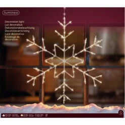 Lumineo 125 LED Warm White Snowflake, 23.6in Diameter, Indoor/Outdoor, Battery Operated