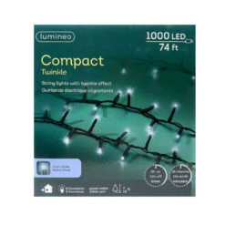 Lumineo 1000 LED Cool White Compact Lights Green Wire