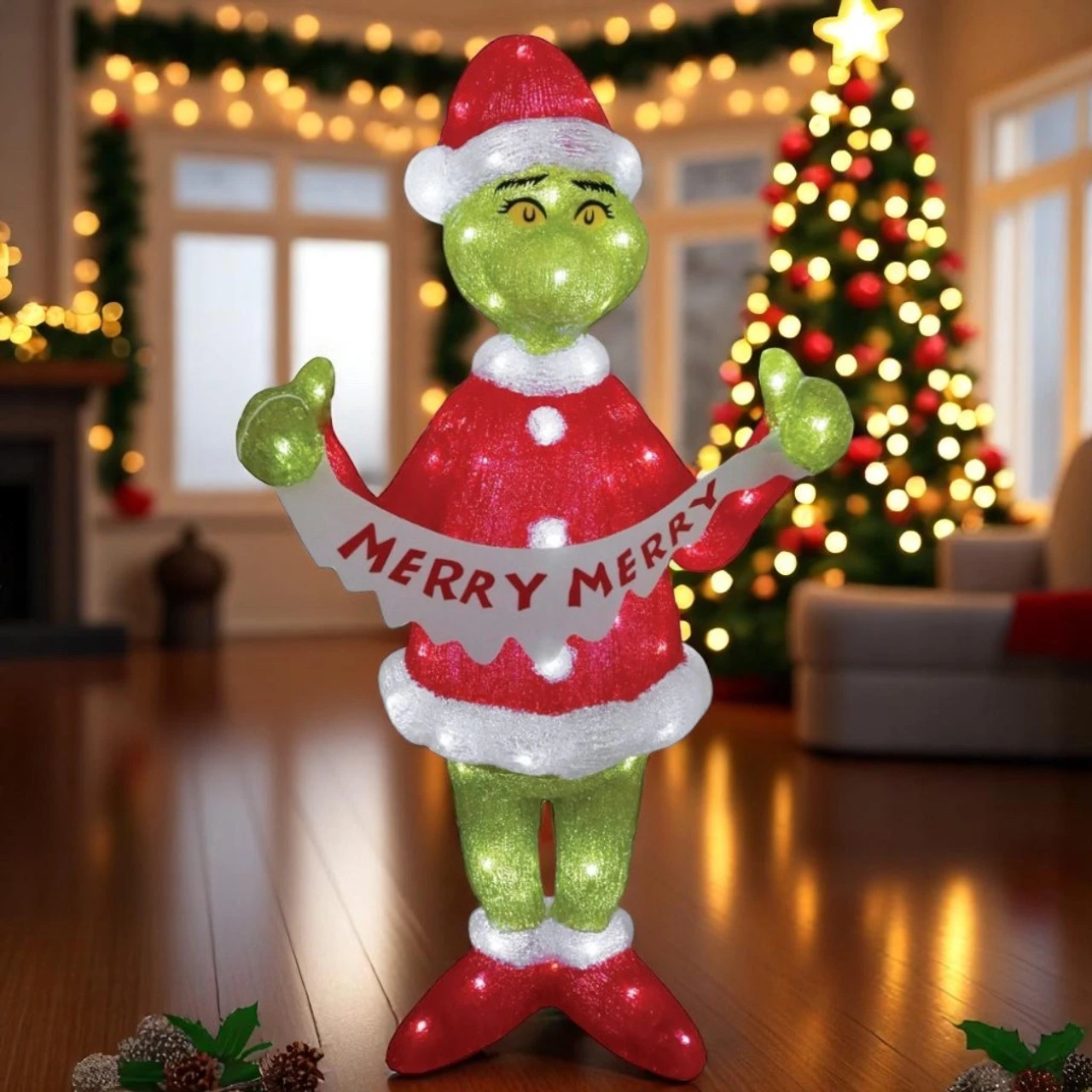 35 Inch The Grinch Lighted Christmas Statue 2 35 Inch The Grinch Lighted Christmas Statue - Image 2