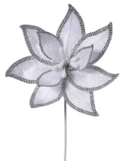 22" Jeweled Edge Velvet Poinsettia Stem