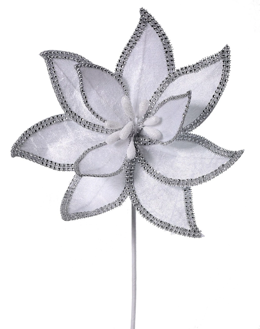 22" Jeweled Edge Velvet Poinsettia Stem 1 22" Jeweled Edge Velvet Poinsettia Stem