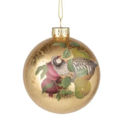 Partridge In A Pear Tree Gold Foil Ball Ornament