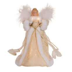 Kurt Adler 10in Lit Rustic Natural Angel Treetop