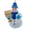 Kurt Adler Happy Hanukkah Snowman With Menorah Ornament