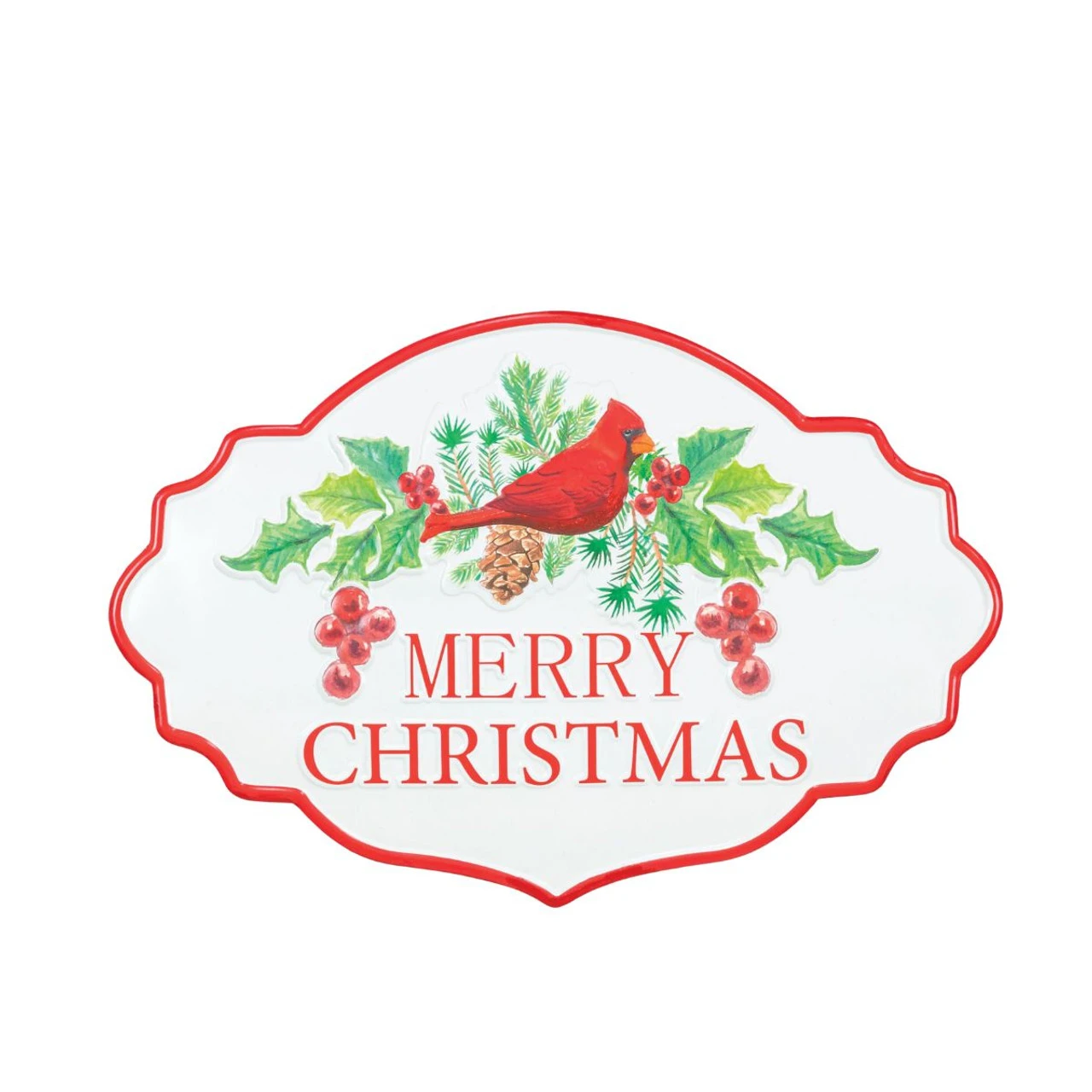 Holly Christmas Cardinal Metal Sign 1 Holly Christmas Cardinal Metal Sign